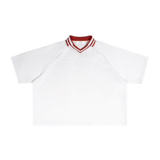 Contrast Lapel Collar Boxy T-Shirt