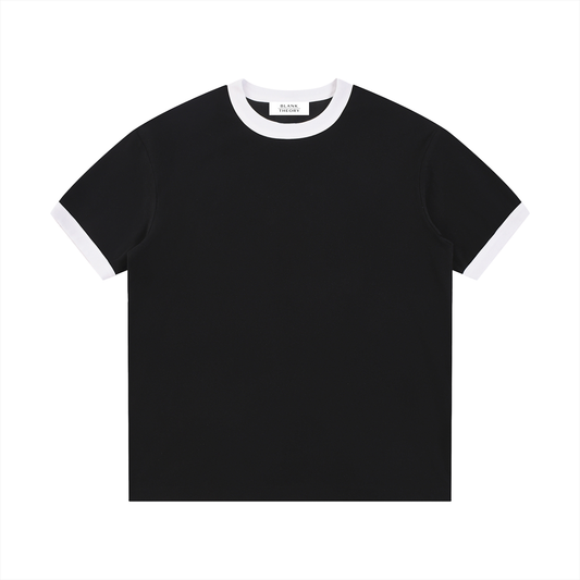 Contrast Edge Ribbed Crewneck T-Shirt
