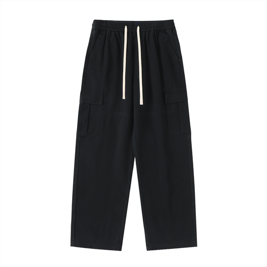 Drawstring Waist Straight-Leg Cargo Pants