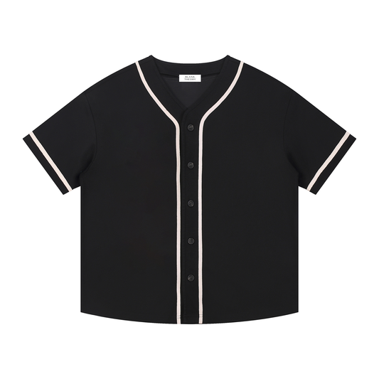 Contrast Piped Button-Up Jersey