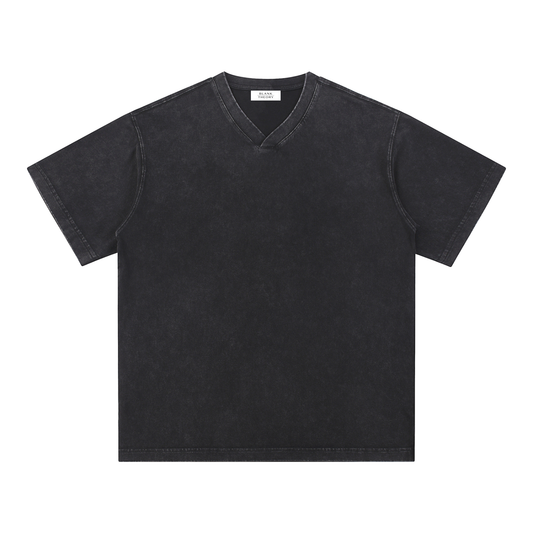 Snow Washed V-Neck Cotton T-Shirt