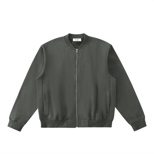 Essential Zip-Up Fleeced Varsity Jacket