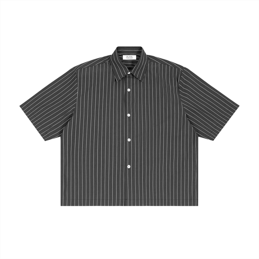 Unisex Striped Boxy Button-Up Shirt