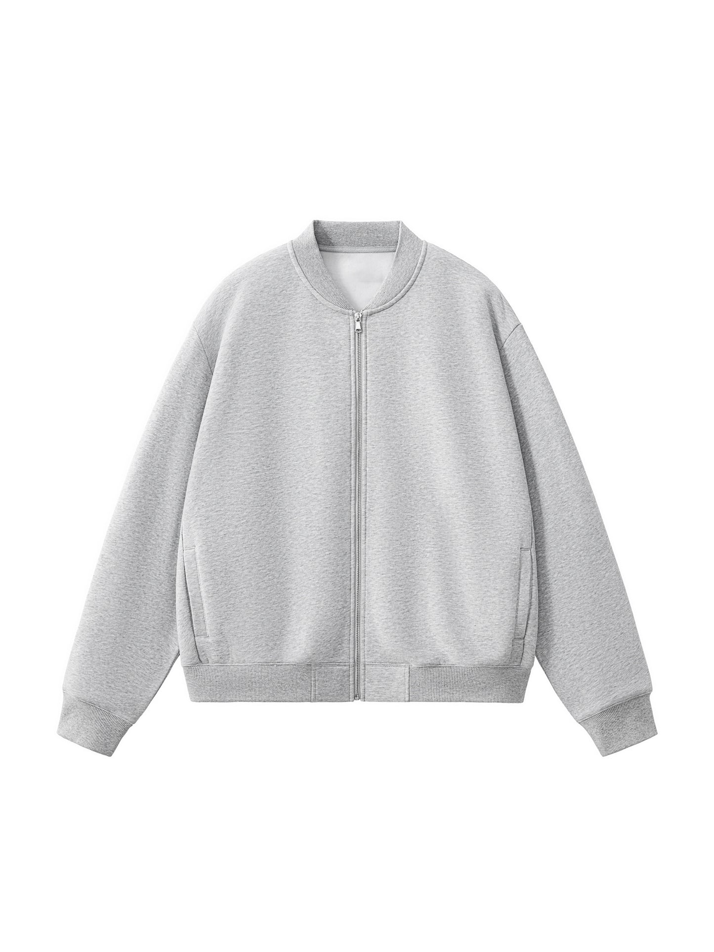 Essential Zip-Up Fleeced Varsity Jacket